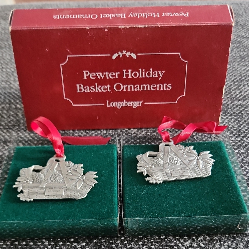 Longaberger Silver Pewter Basket Ornaments